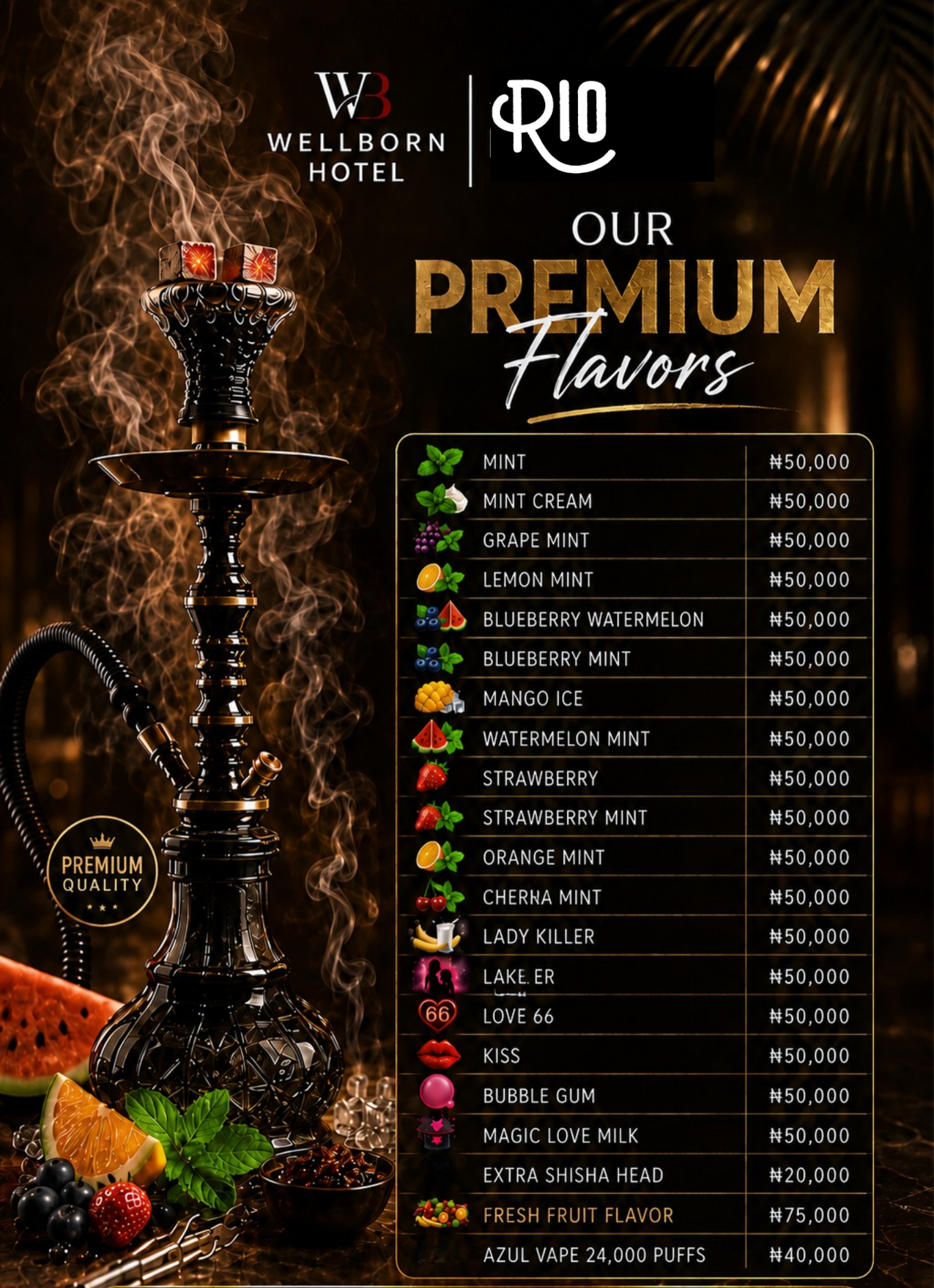 shisha Menu